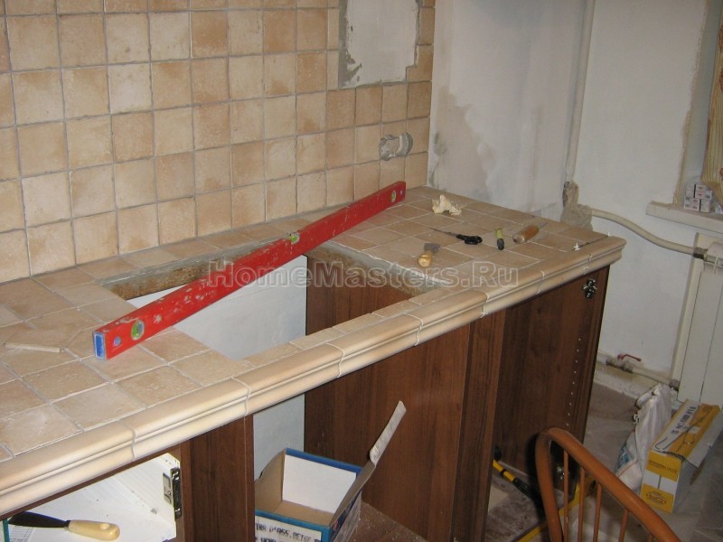 Рабочая поверхность для кухни из плитки