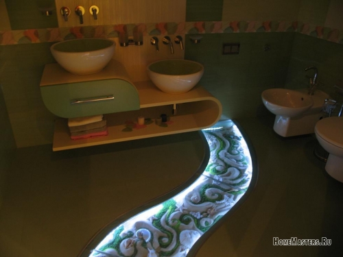 подсветка пола в ванной
