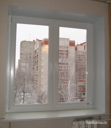 Готовое окно с откосами из сэндвич-панелей без уголков и стартовых профилей
