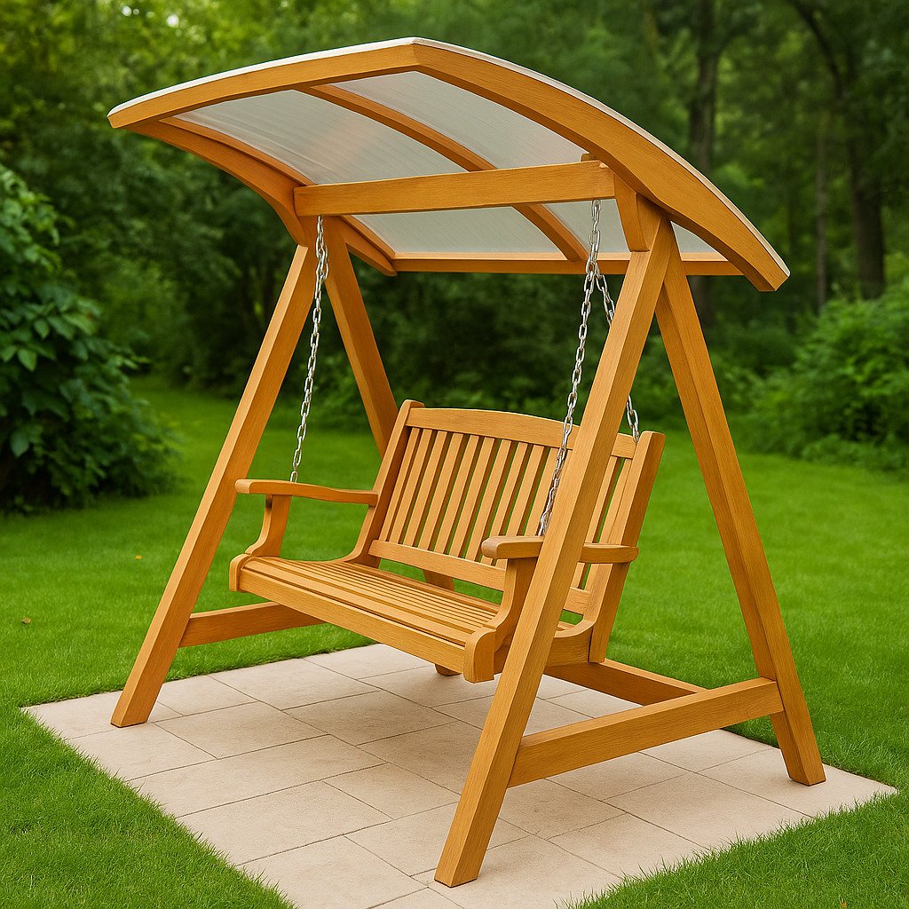 Подробнее о "Садовые качели с навесом своими руками"