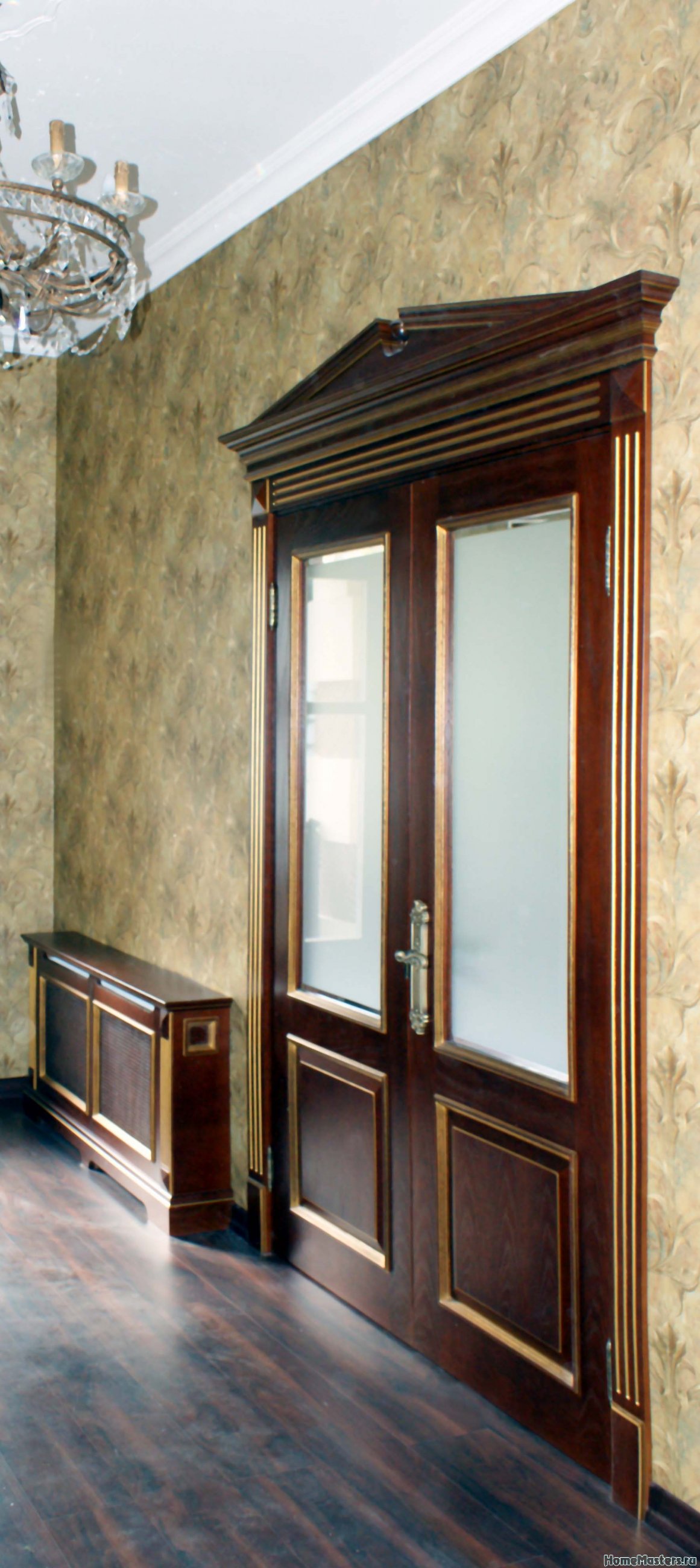 Фото двойной межкомнатной двери Альберт темный лак со стеклом от Роял Интерни