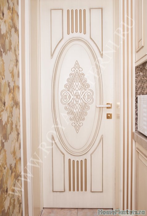 Белая межкомнатная дверь Эльвира декор золото от Роял Интерни