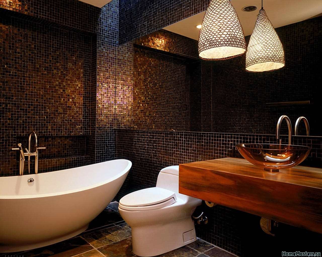 Интерьер ванной в мозаике