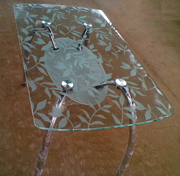 Стеклянный стол Шансон с листьями